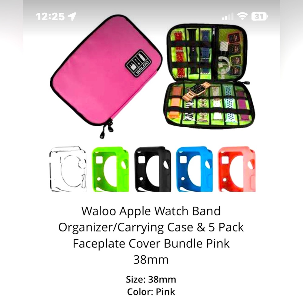 Apple Watch Band Organizer Carrying Case and 4 Faceplate Covers Fits 38mm